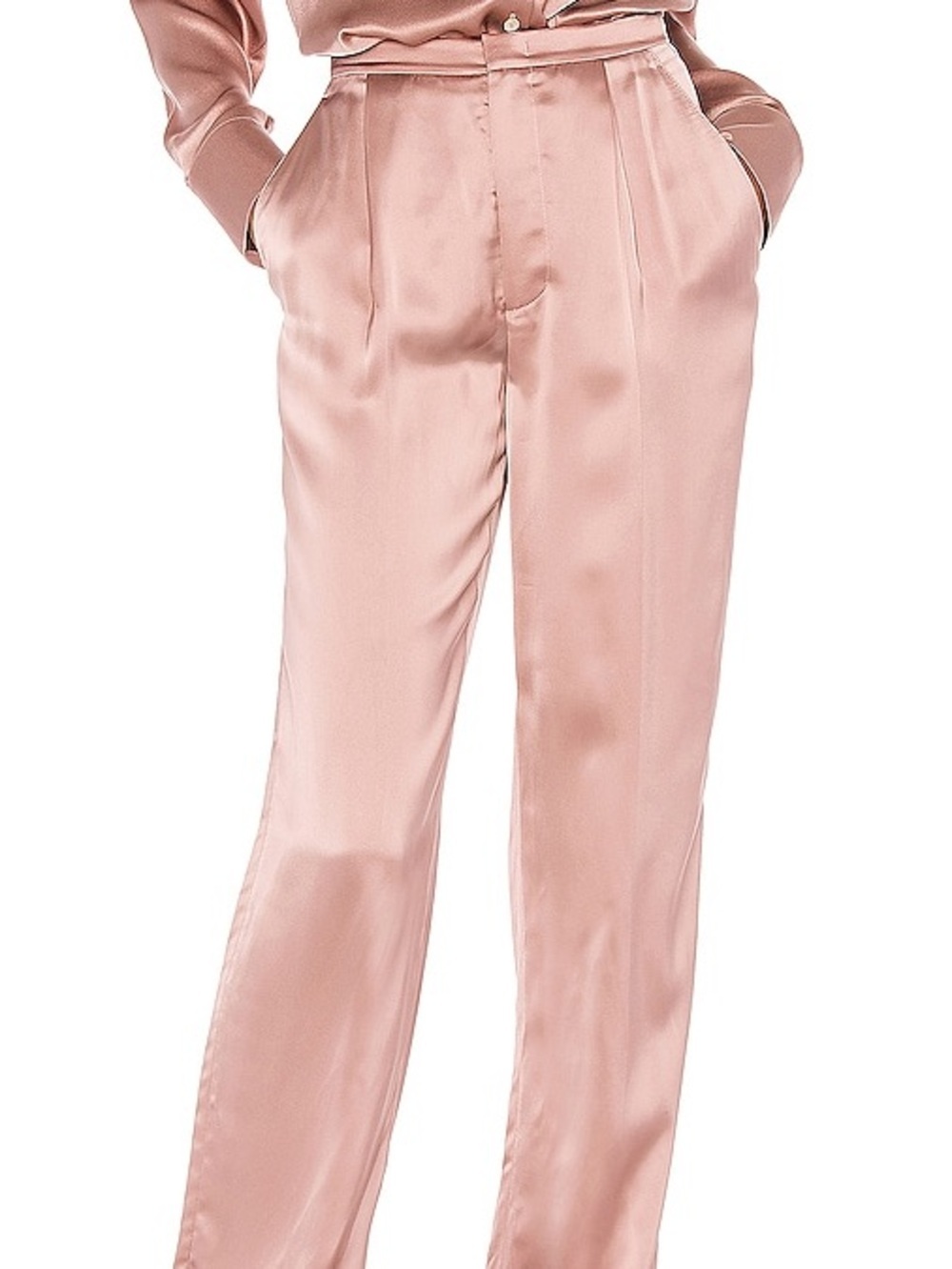 vince liquid shine satin trousers mauve orchid